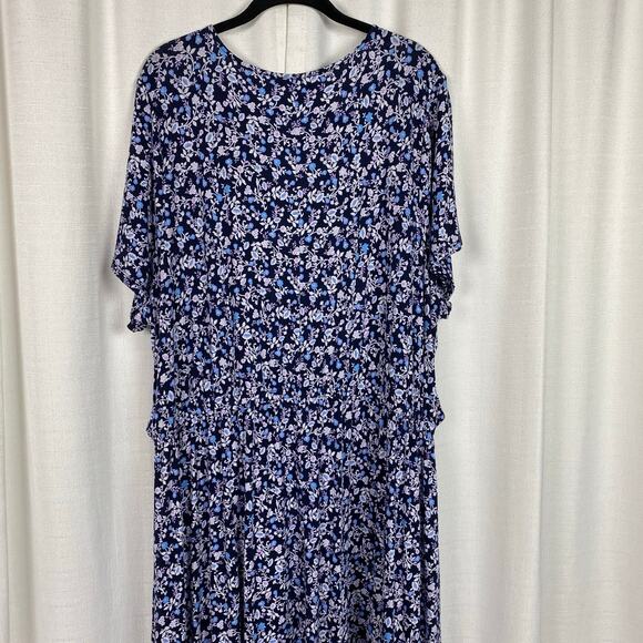 Lane Bryant Blue&Purple Floral V Neck Waist Knot Jersey Maxi Dress Sz.26/28 - Picture 11 of 15